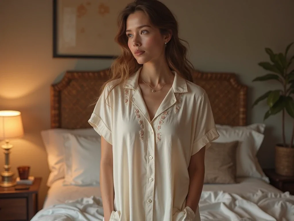 Button-Down Sleep Shirt Night Dress