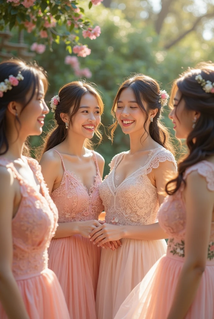 women in Floral Dress for wedding