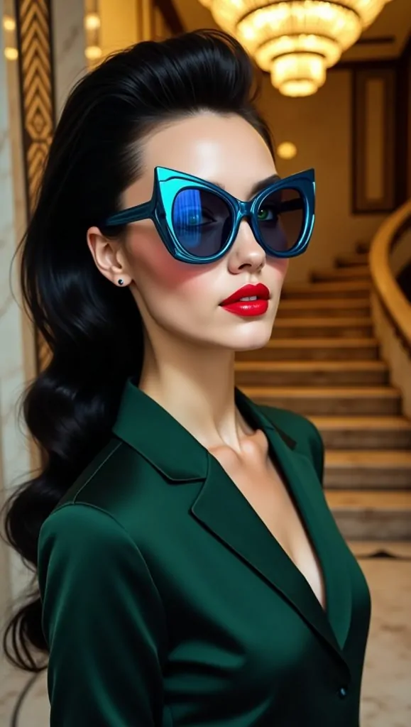 Flux Dev A commanding fashion icon with sleek jetblack hair st 1
