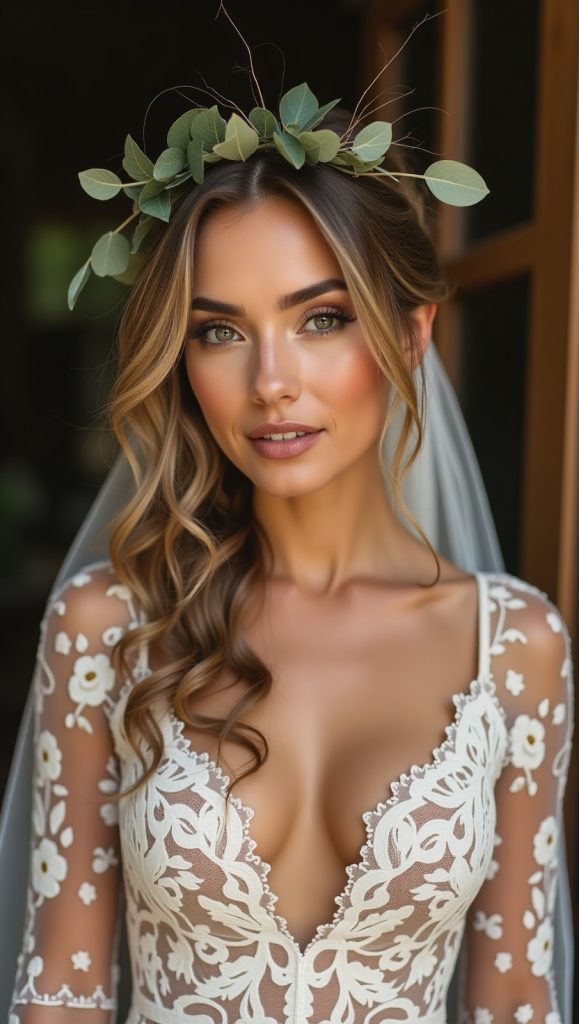 Flux Dev A seductive boho bride with radiant skin and glossed 0 2