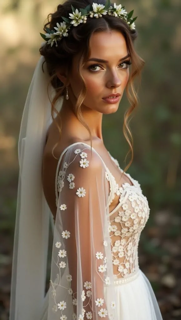 Flux Dev A seductive boho bride with radiant skin and glossed 1 2