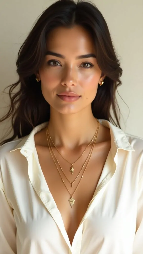 Flux Dev A seductive woman with a heartshaped face subtle make 1