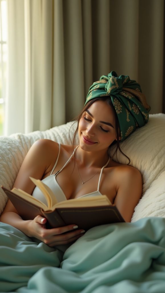 Flux Dev A serene and intimate portrait of a relaxed woman in 3