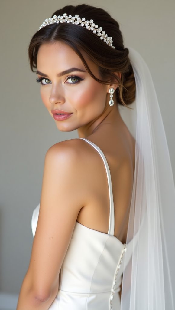 Flux Dev A stunning modern bride with glowing skin and full li 0
