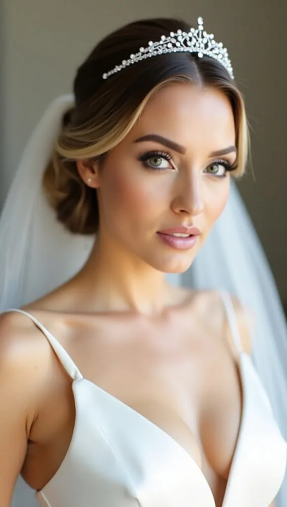 Flux Dev A stunning modern bride with glowing skin and full li 3 1