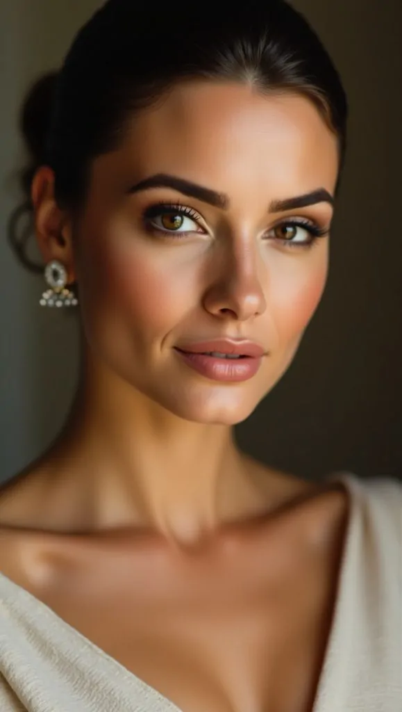 Flux Dev A stunning poised woman with slickedback dark brown h 0
