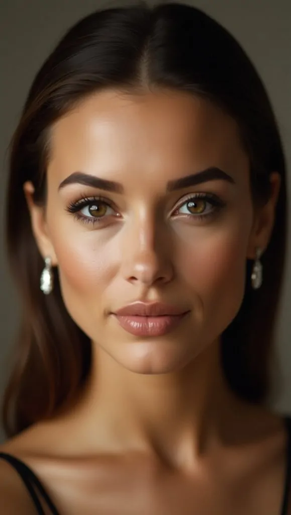 Flux Dev A stunning poised woman with slickedback dark brown h 1