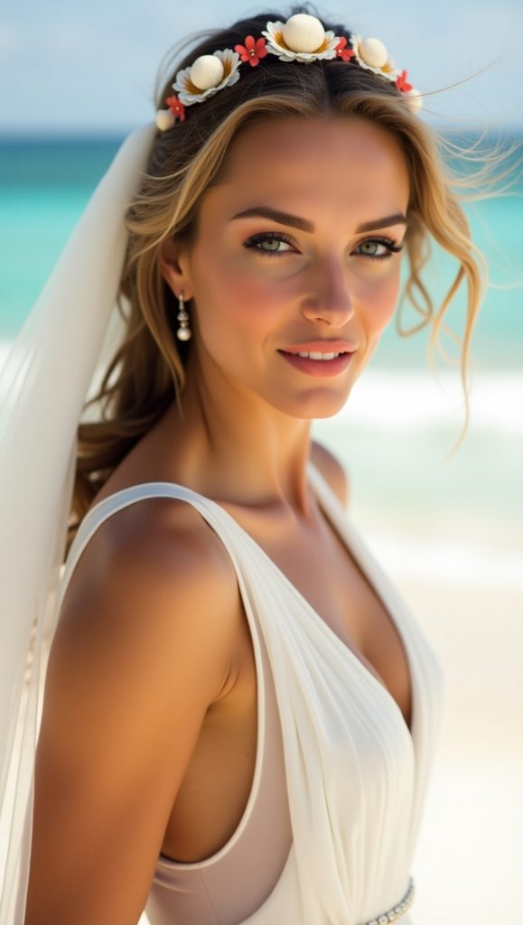 Flux Dev Beachside BrideA seductive tropical bride with sunkis 0