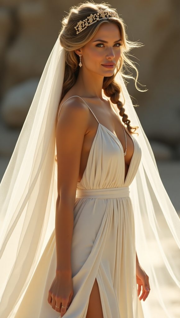 Flux Dev Ethereal Goddess BrideA radiant bride with golden ski 1