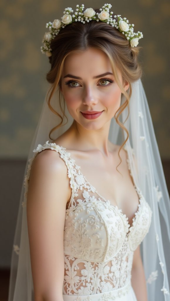 Flux Dev French cute BrideA seductive Parisian bride with porc 0