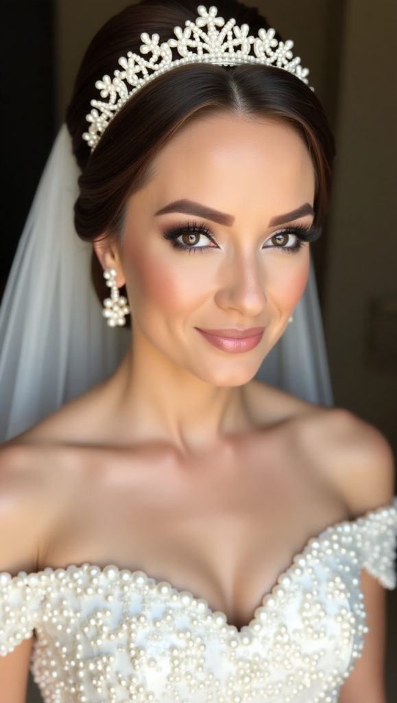 Flux Dev Pearl Queen BrideA bride with radiant skin creamy lip 0