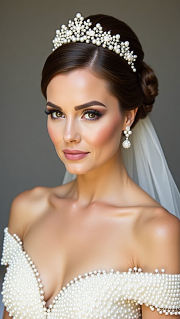 Flux Dev Pearl Queen BrideA bride with radiant skin creamy lip 2