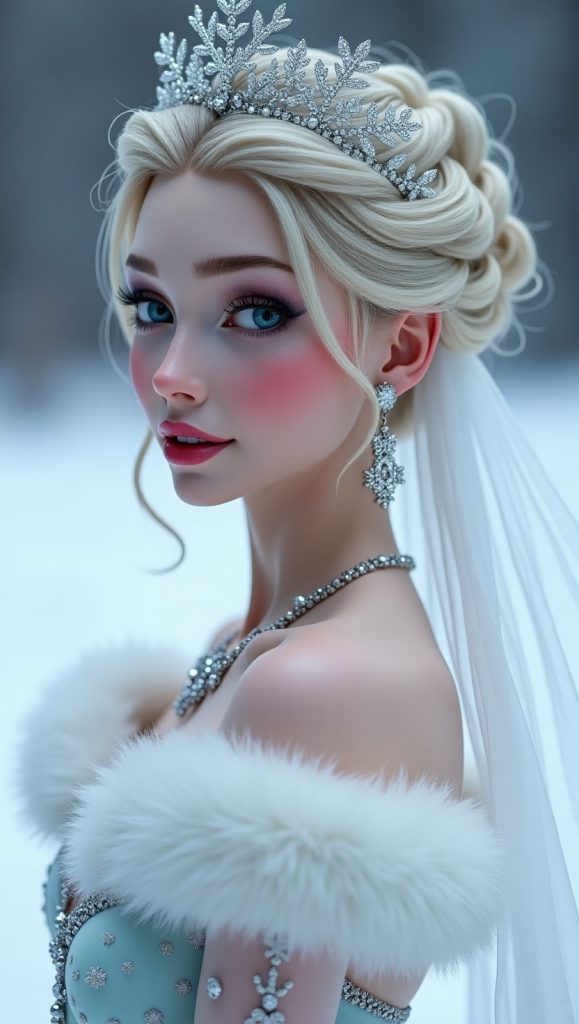 Flux Dev Snow Queen BrideA glowing winter bride with cooltoned 1