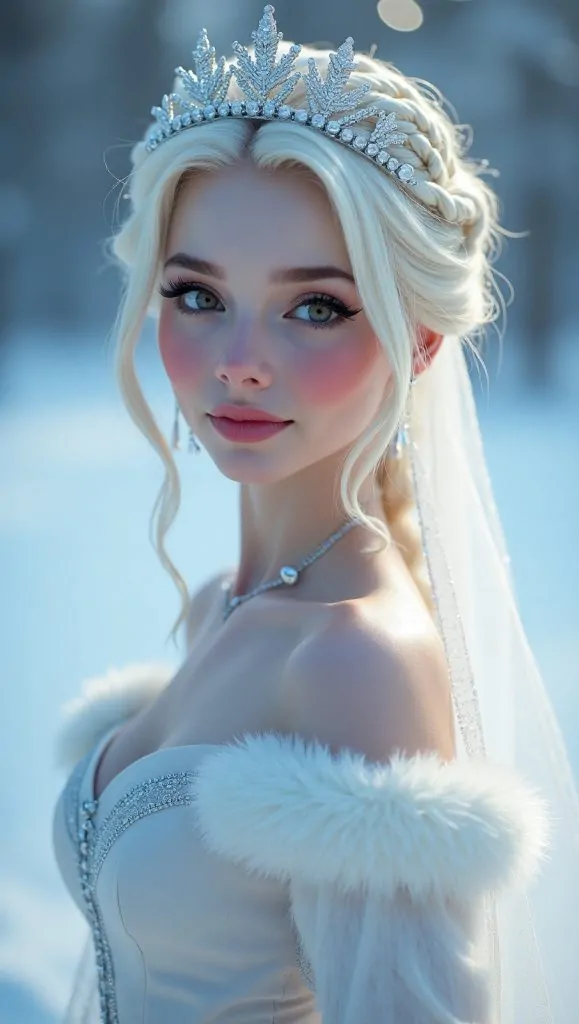 Flux Dev Snow Queen BrideA glowing winter bride with cooltoned 3