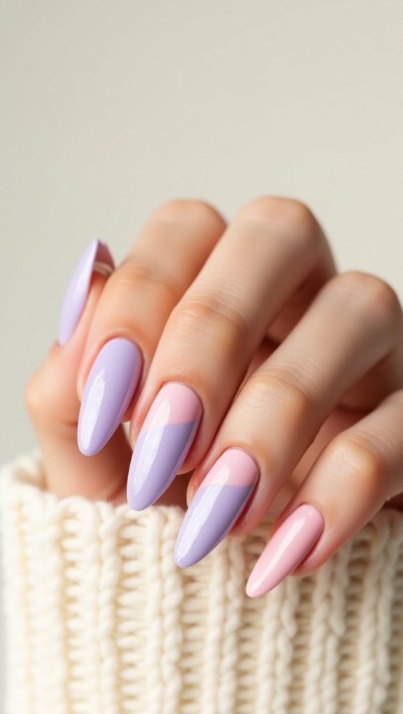 Flux Dev Soft curved almondshaped nails in delicate pastel hue 2