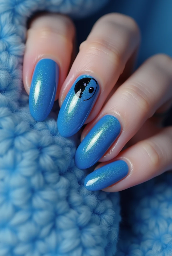 Blue Cat-Eye Nails