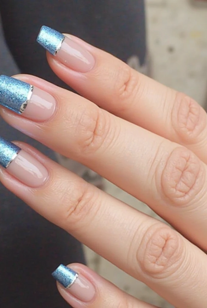Blue Chrome French Tips

