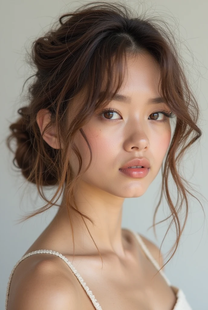Messy Half-Up Bun with Loose Strands