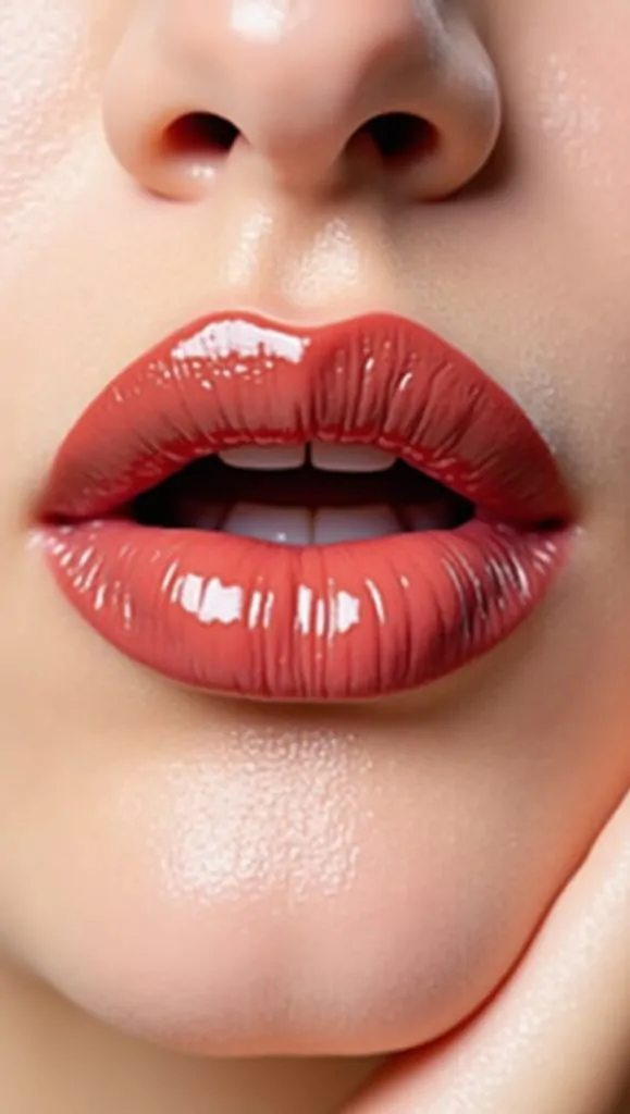 Flux Dev A closeup portrait of a pair of full plump lips glist 1