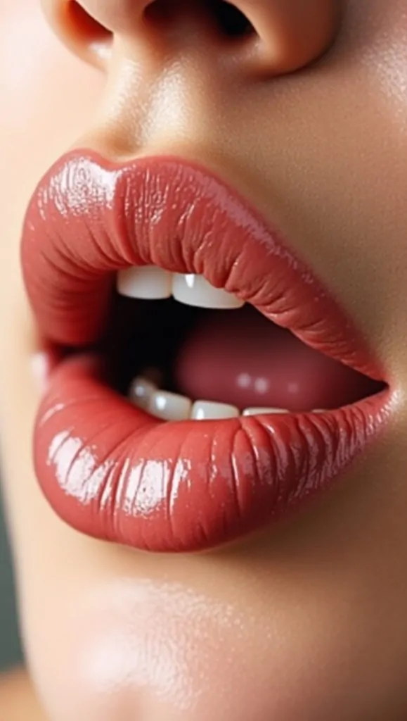 Flux Dev A closeup portrait of a pair of full plump lips glist 3