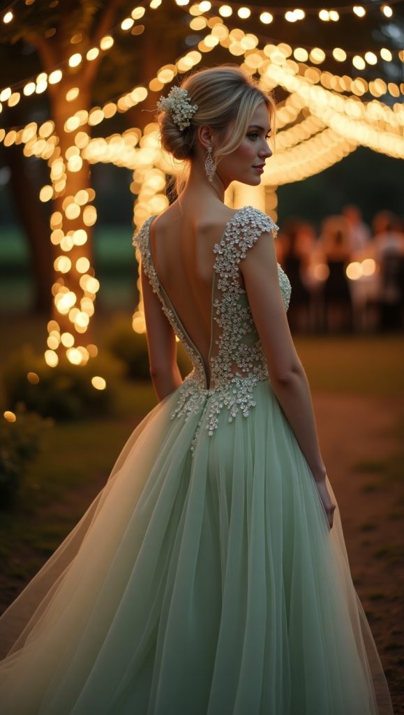 Flux Dev A delicate whimsical sage green tulle wedding dress a 2