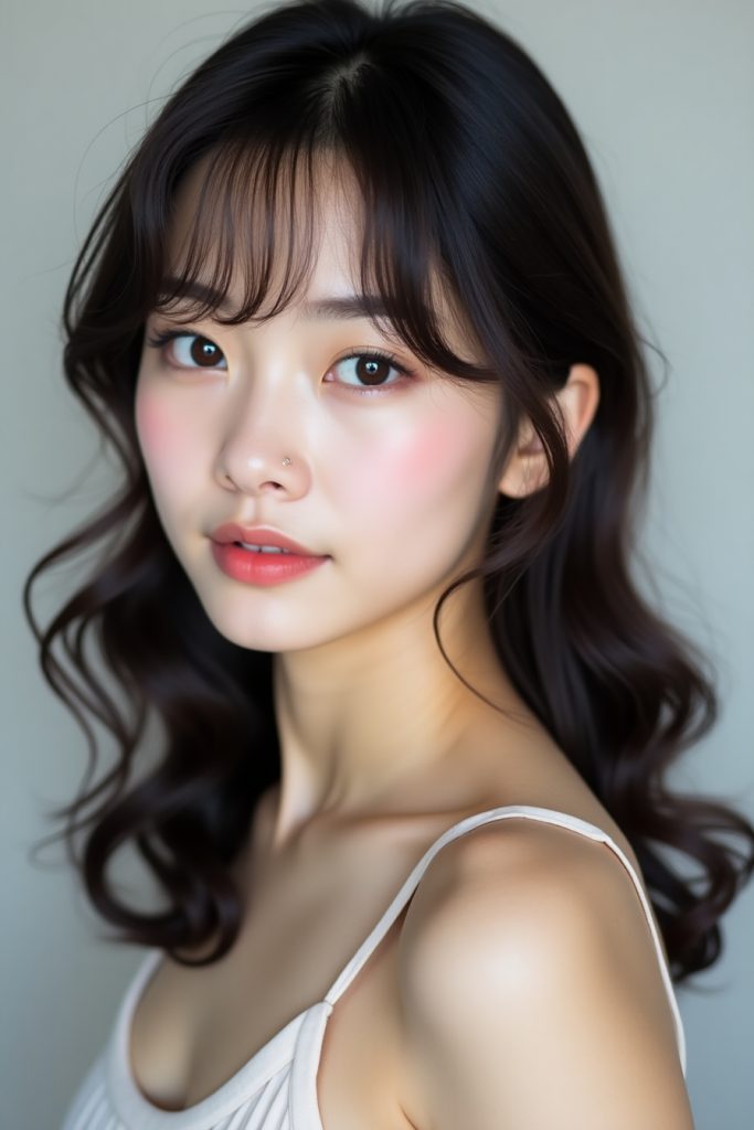 Soft Curtain Bangs with Loose Waves
