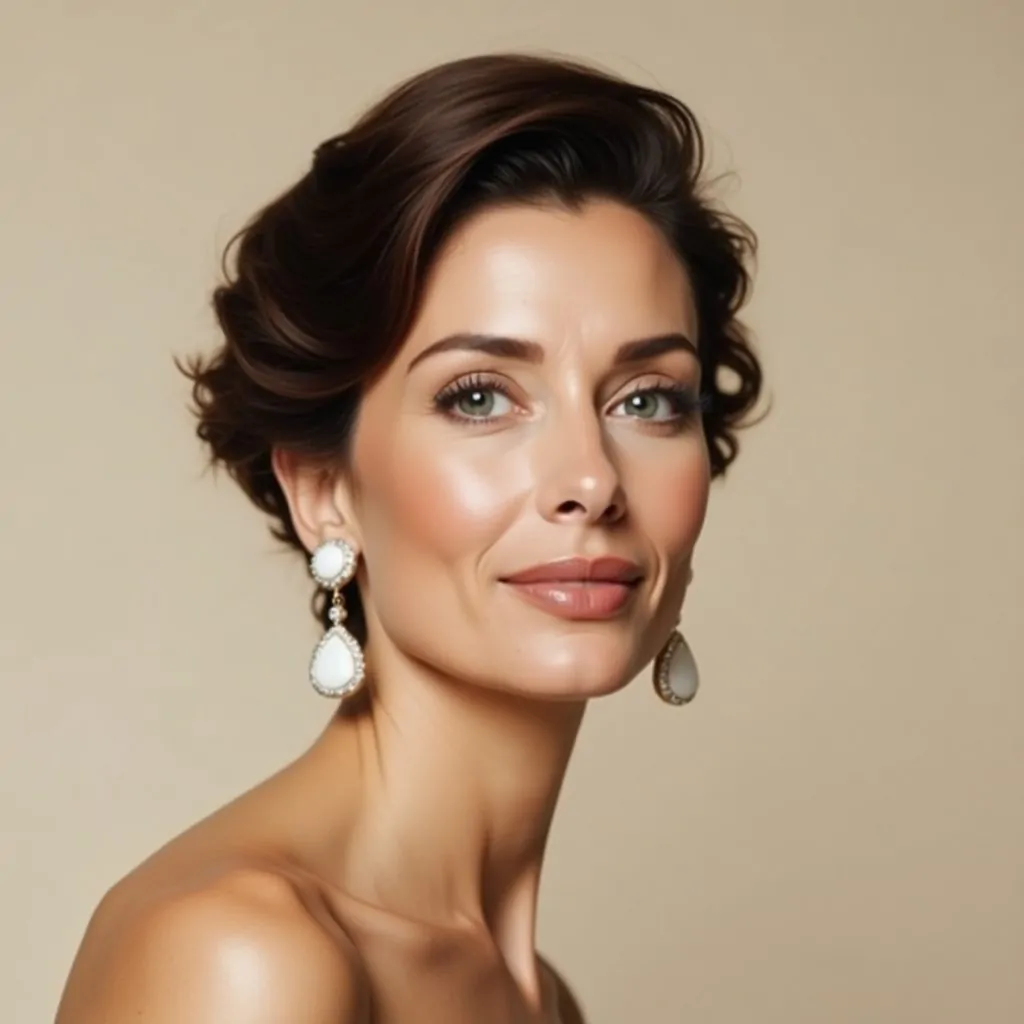 Flux Dev A regal middleaged woman with a refined porcelainlike 2