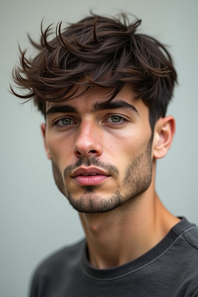 Flux Dev A trendy undone hairstyle for a male individual featu 0 2