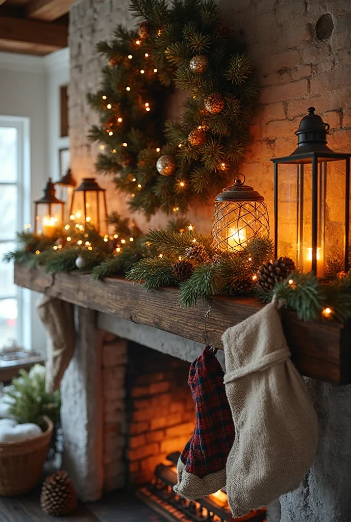 Christmas mantel styling