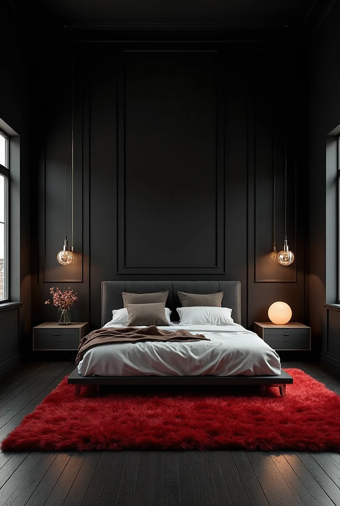 red and black bedroom
