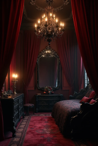 red and black bedroom