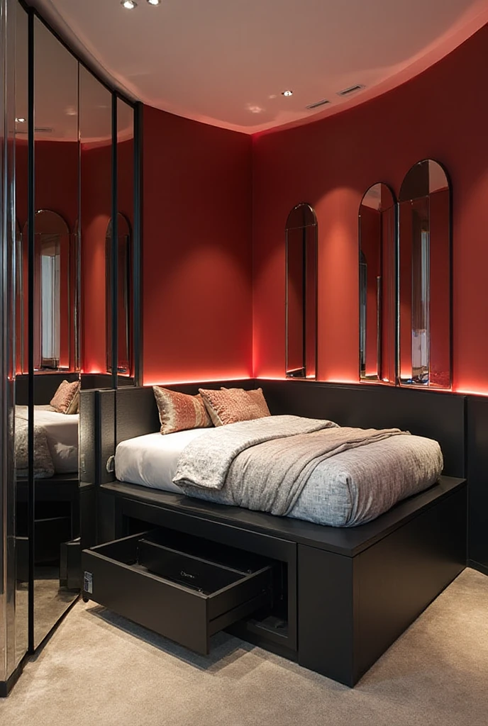 red and black bedroom
